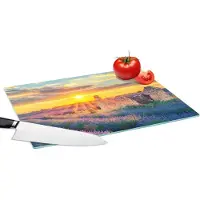 KitchenYeah Glazen Snijplank - 39x28 - Lavendel - Zonsondergang - Ruïne - Paars - Snijplanken Glas