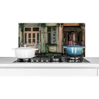 KitchenYeah Spatscherm keuken 80x40 cm - Kookplaat achterwand Vintage - Deuren - Appartementen - Architectuur - Muurbeschermer - Spatwand fornuis - Hoogwaardig aluminium
