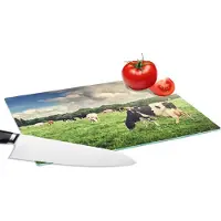 KitchenYeah Glazen Snijplank - 28x20 - Koeien - Weiland - Natuur - Dieren - Landschap - Snijplanken Glas