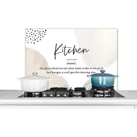 KitchenYeah Spatscherm keuken 80x55 cm - Kookplaat achterwand Spreuken - Kitchen - Keuken definitie - Quotes - Woordenboek - Muurbeschermer - Spatwand fornuis - Hoogwaardig aluminium