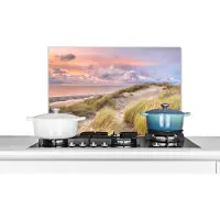 KitchenYeah Spatscherm keuken 60x40 cm - Kookplaat achterwand Strand - Zee - Duin - Zonsondergang - Muurbeschermer - Spatwand fornuis - Hoogwaardig aluminium