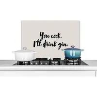 KitchenYeah Spatscherm keuken 70x50 cm - Kookplaat achterwand You cook, I'll drink gin - Quotes - Spreuken - Gin - Muurbeschermer - Spatwand fornuis - Hoogwaardig aluminium