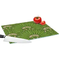 KitchenYeah Glazen Snijplank - 39x28 - Palmblad - Patronen - Jungle - Tropisch - Snijplanken Glas