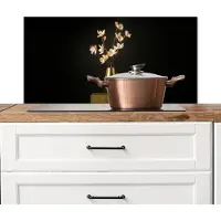 KitchenYeah Spatscherm keuken 80x40 cm - Kookplaat achterwand Sierlijk - Boeket - Goud - Vaas - Muurbeschermer - Spatwand fornuis - Hoogwaardig aluminium