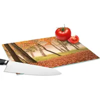 KitchenYeah Glazen Snijplank - 28x20 - Bladeren - Herfst - Bos - Snijplanken Glas