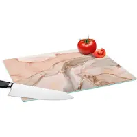 KitchenYeah Glazen Snijplank - 39x28 - Marmer - Roze - Rosé - Snijplanken Glas