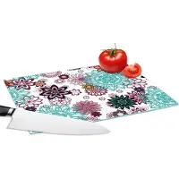 KitchenYeah Glazen Snijplank - 28x20 - Mandala - Bloemen - Patroon - Snijplanken Glas