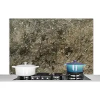 KitchenYeah Spatscherm keuken 120x80 cm - Kookplaat achterwand Stenen - Bruin - Leisteen - Muurbeschermer - Spatwand fornuis - Hoogwaardig aluminium