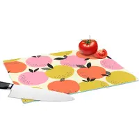 KitchenYeah Glazen Snijplank - 39x28 - Sinaasappel - Zomer - Patronen - Snijplanken Glas