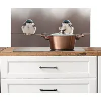 KitchenYeah Spatscherm keuken 90x45 cm - Kookplaat achterwand Vogels - Dieren - Draad - Portret - Muurbeschermer - Spatwand fornuis - Hoogwaardig aluminium