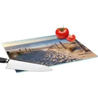 KitchenYeah Glazen Snijplank - 39x28 - Strand - Zee - Nederland - Duinen - Zon - Snijplanken Glas