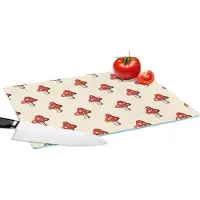 KitchenYeah Glazen Snijplank - 39x28 - Patronen - Herfst - Paddenstoel - Rood - Snijplanken Glas