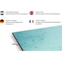 KitchenYeah Spatscherm keuken 120x80 cm - Kookplaat achterwand Zee - Strand - Parasols - Blauw - Zomer - Muurbeschermer - Spatwand fornuis - Hoogwaardig aluminium