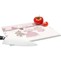 KitchenYeah Glazen Snijplank - 28x20 - Baby kleren - Meisje - Knuffelbeer - Waslijn - Design - Snijplanken Glas
