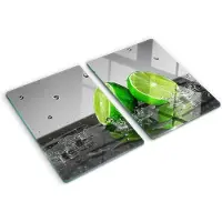 Tulup Glazen Snijplank - Groente Kalk in water Serveerplank van glas - SET van 2 STUKS 40 x 52 cm - Dienblad-Snijplanken Glas-Snijplanken Glas-Snijplanken van Glas-Keukengerei