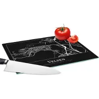 KitchenYeah Glazen Snijplank - 28x20 - Velsen - Stadskaart - Kaart - Plattegrond - Snijplanken Glas