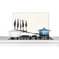 KitchenYeah Spatscherm keuken 60x40 cm - Kookplaat achterwand Landschap - Abstract - Zwart - Wit - Muurbeschermer - Spatwand fornuis - Hoogwaardig aluminium