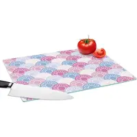 KitchenYeah Glazen Snijplank - 39x28 - Cirkel - Patroon - Roze - Snijplanken Glas