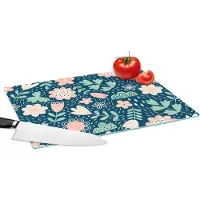 KitchenYeah Glazen Snijplank - 39x28 - Bloemen - Patroon - Planten - Snijplanken Glas