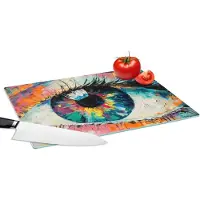 KitchenYeah Glazen Snijplank - 39x28 - Schilderij - Olieverf - Oog - Kleuren - Snijplanken Glas