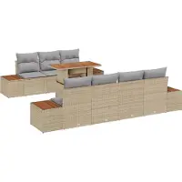 vidaXL Tuinbank Set 8 st Beige Poly rattan