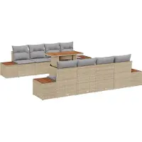 vidaXL Tuinbank Set 9 st Beige Poly rattan