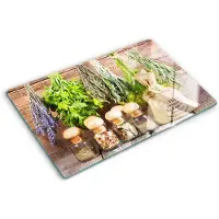 Tulup Glazen Snijplank - Groente Kruidenkoord Dienblad - 80 x 52 cm - Serveerplank van glas - Groot Formaat Snijplank - Anti-Slip Snijplank - UV Gelaagd Glas Serveerplank - Keukengerei