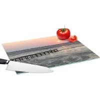 KitchenYeah Glazen Snijplank - 39x28 - Zee - Zon - Waddeneilanden - Snijplanken Glas