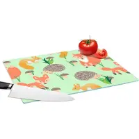 KitchenYeah Glazen Snijplank - 39x28 - Dieren - Patronen - Egel - Snijplanken Glas