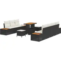 vidaXL Tuinbank Set 10 st 9-Aantal zitplaatsen Zwart Poly rattan