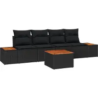 vidaXL Tuinbank Set 5 st Zwart Poly rattan