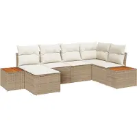 vidaXL Tuinbank Set 7 st 6-Aantal zitplaatsen Beige en Crème