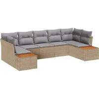 vidaXL Tuinbank Set 7 st 7-Aantal zitplaatsen Beige en Lichtgrijs