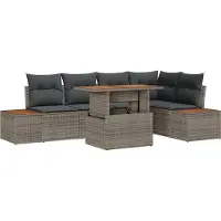 vidaXL Tuinbank Set 6 st Grijs Poly rattan
