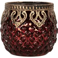 Clayre & Eef Waxinelichthouder Ø 9x8 cm Rood Glas
