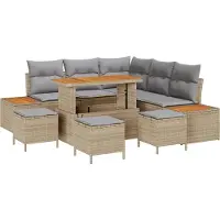 vidaXL - Tuinbank - Set - 9 - st - 8-Aantal - zitplaatsen - Beige - Poly - rattan