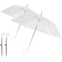 Discountershop Set van 2 Transparante Paraplu's | Lichtgewicht en Unisex | Automatisch | Diameter 102 cm | Polyester Frame en Doek | Trouwparaplu met Handvat in Haakvorm | Ideaal voor je speciale gelegenheden