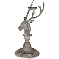 Clayre & Eef Kandelaar Hert 17x14x30 cm Grijs Metaal
