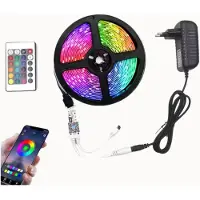 Swiss Led strip 16 RGB kleuren WIFI colorful 5 meter ledstrip - afstandsbediening & APP verlichting dimbaar waterdicht led stirp multicolor