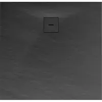 Schulte douchebak 120x120x4 cm Mineraalmarmer steen-optiek - composiet Antraciet - incl. afvoergarnituur - EP216012-57
