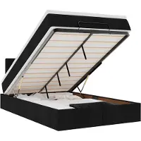 vidaXL Bed poef met matras en LED's 120x190 cm stof zwart