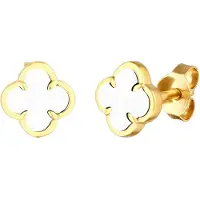 Elli Oorbellen 'Kleeblatt' goud / wit