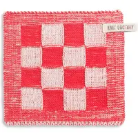 Knit Factory pannenlap 23 x 23 cm katoen acryl ecru rood