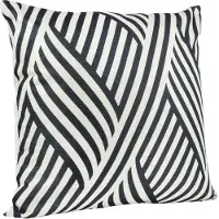 QUVIO Sierkussen met golf patroon - Gevuld - 45 cm x 45 cm - Zwart/Beige