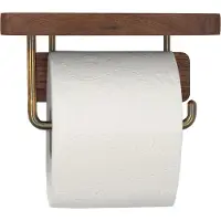 QUVIO Toiletrolhouder met plank - Metaal en hout