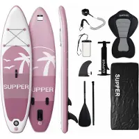 SUPPER Sup Board XL - Max. 220KG - Opblaasbaar – Paddle Board – Waterdicht Telefoonhoesje – Pomp – Vin – Leash – Draagtas – 335 x 81 cm - Roze