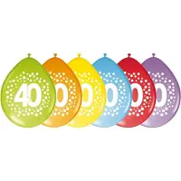 Folat 16x stuks verjaardag leeftijd party ballonnen in 40 jaar thema - Opgeblazen 29 cm - Feestartikelen/versieringen