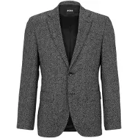 BOSS Regular-fit colbert in een wolmix met visgraatpatroon Maat 58