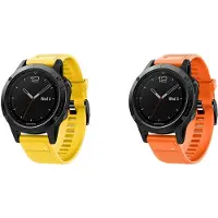 Strap-it Bundel van 2 Siliconen Bandjes - Geschikt voor Garmin Fenix 5/6 - Oranje & Geel - Sportbandje - Sportarmband - Siliconen Band - Waterbestendig & zweetbestendig