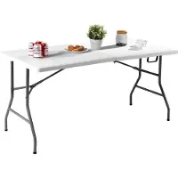 Costway Buffettafel inklapbaar, 153 x 74 cm, klaptafel met draaggreep, partytafel, campingtafel van kunststof, tuintafel voor tuin, terras en balkon